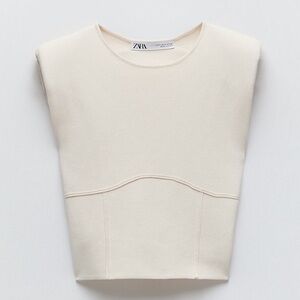 Zara Shoulder Pad Sleeveless Crop Top